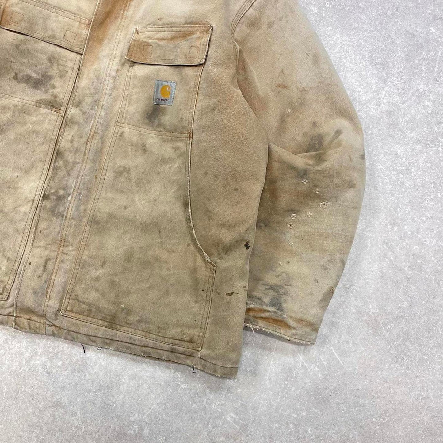 Vintage Carhartt jacket arctic chore coat XL distressed canvas American winter workwear streetwear