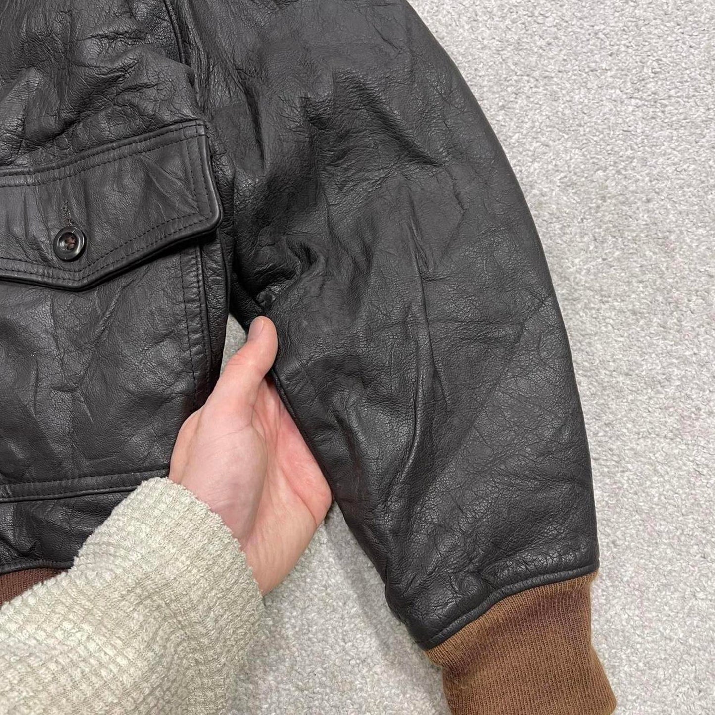 Vintage leather flight aviator bomber jacket brown Banana Republic boxy genuine leather coat