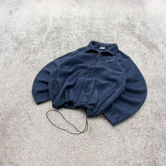 00s Columbia technical fleece XL men's navy full zip up y2k style autumn adjustable waist