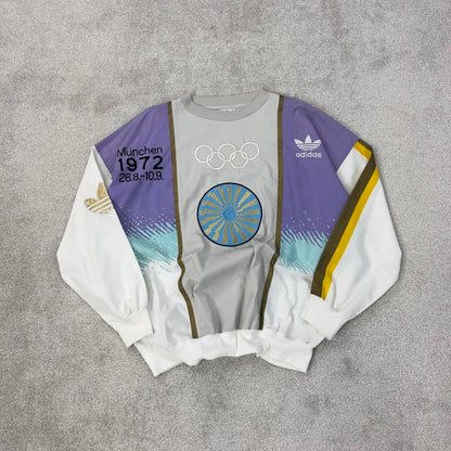 Vintage Adidas Olympics drill top Large embroidered Munchen 1972 design sweatshirt style pullover