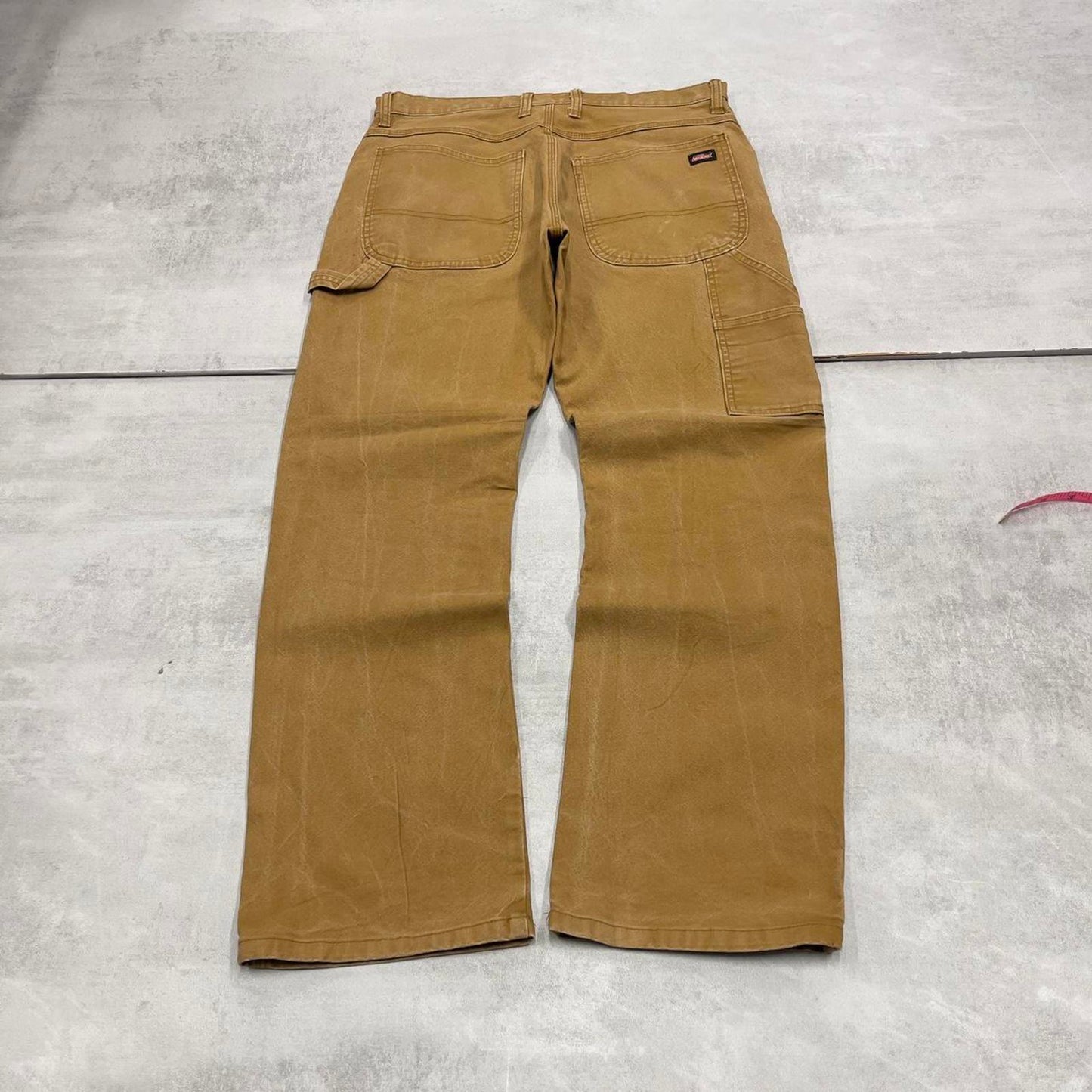 Tan Dickies carpenter jeans W32L30 loose canvas 90s skater style cargo pants