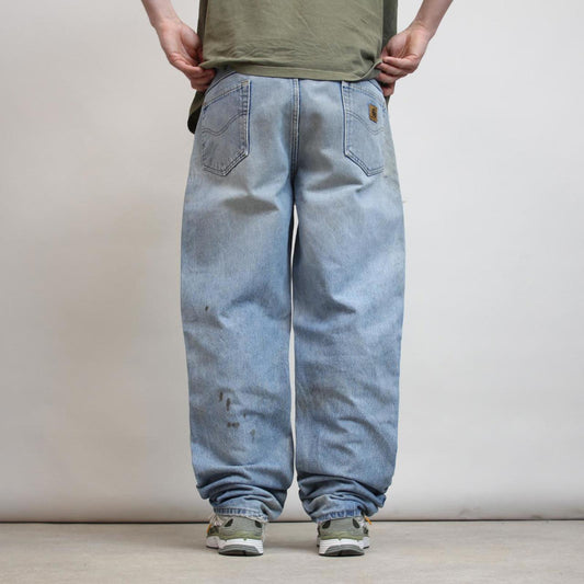 Vintage Carhartt jeans W38L34 Loose Fit Classic Blue Thrashed Workwear
