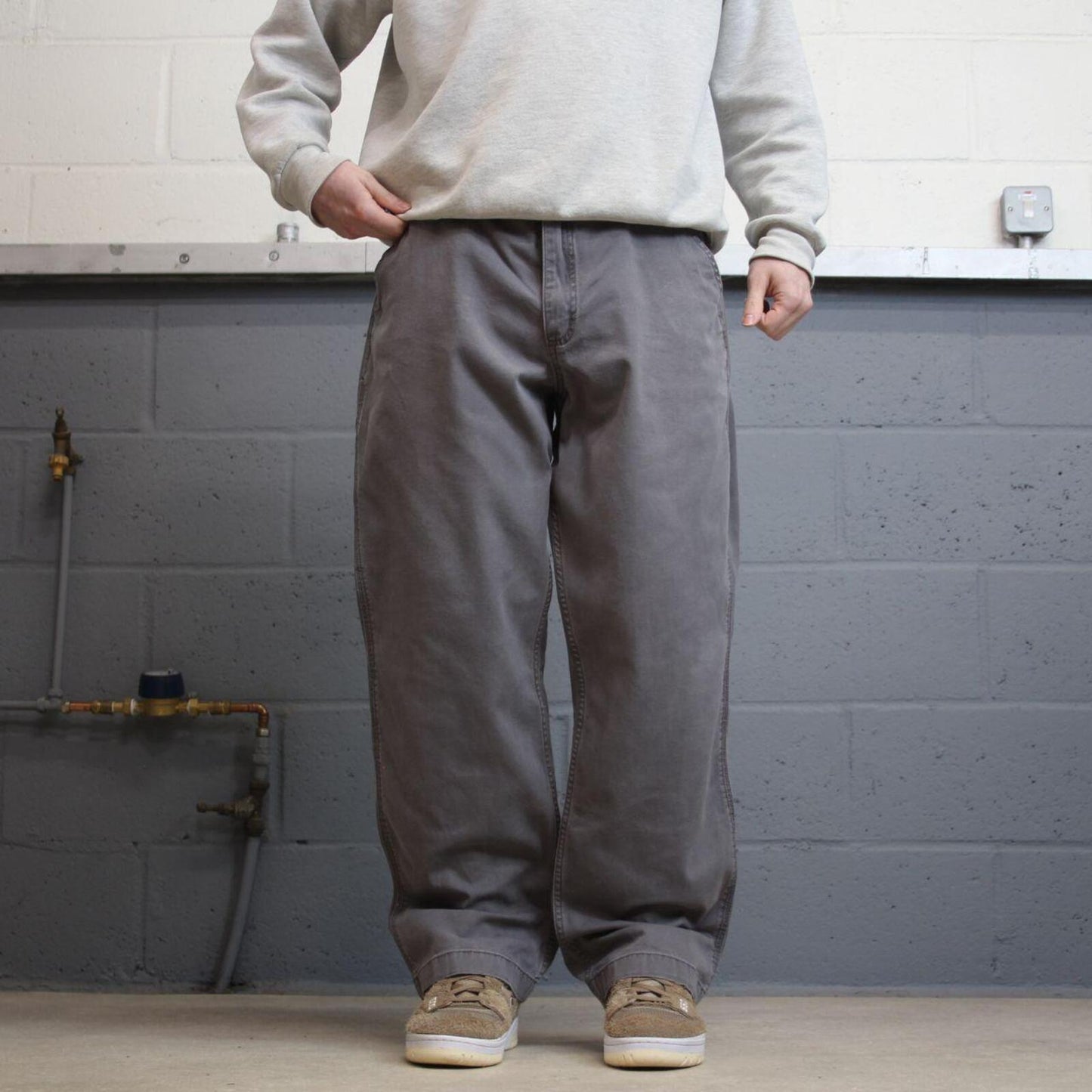 Carhartt carpenter jeans wide leg grey Loose relaxed fit skate style workwear cargo pants