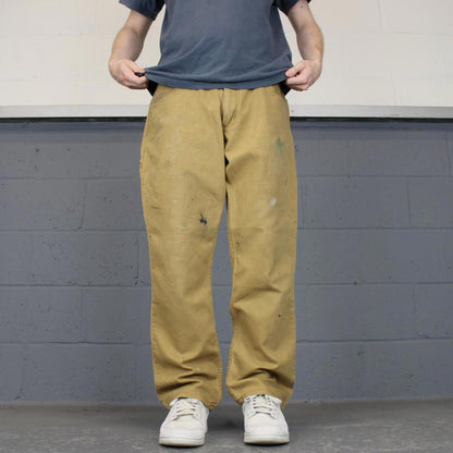 00s Carhartt carpenter trousers W34L30 tan relaxed fit skate style work pants workwear cargos
