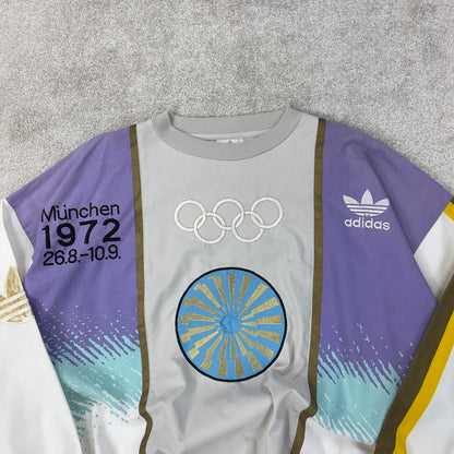 Vintage Adidas Olympics drill top Large embroidered Munchen 1972 design sweatshirt style pullover