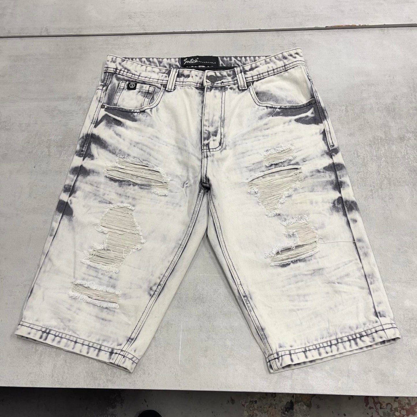 Acid wash denim shorts W32