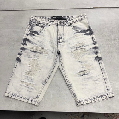 Acid wash denim shorts W32