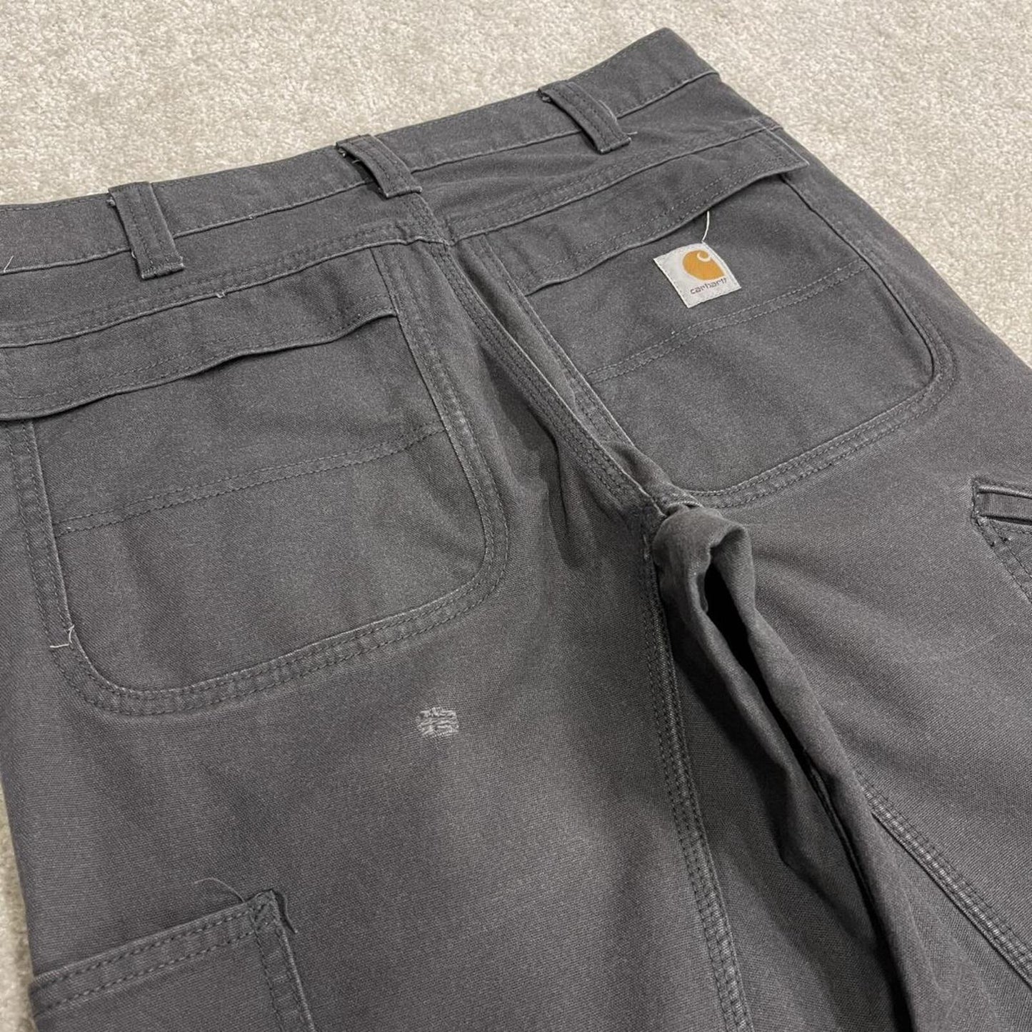 Carhartt jeans canvas work pants grey Relaxed fit workwear pants white patch logo