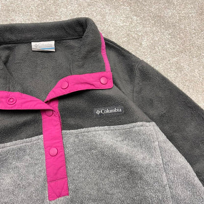 Grey Womens Columbia technical snap t fleece Medium y2k style autumn casual winter