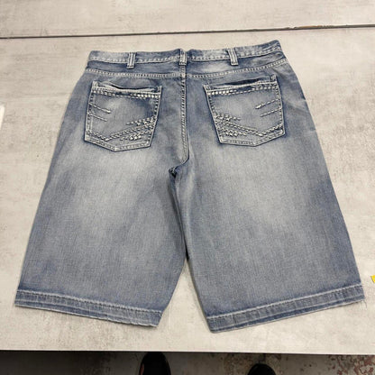 Baggy embroidered denim shorts W38
