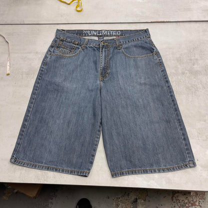 Baggy Ecko Unltd shorts W34 loose denim skater style shorts stitch detailing