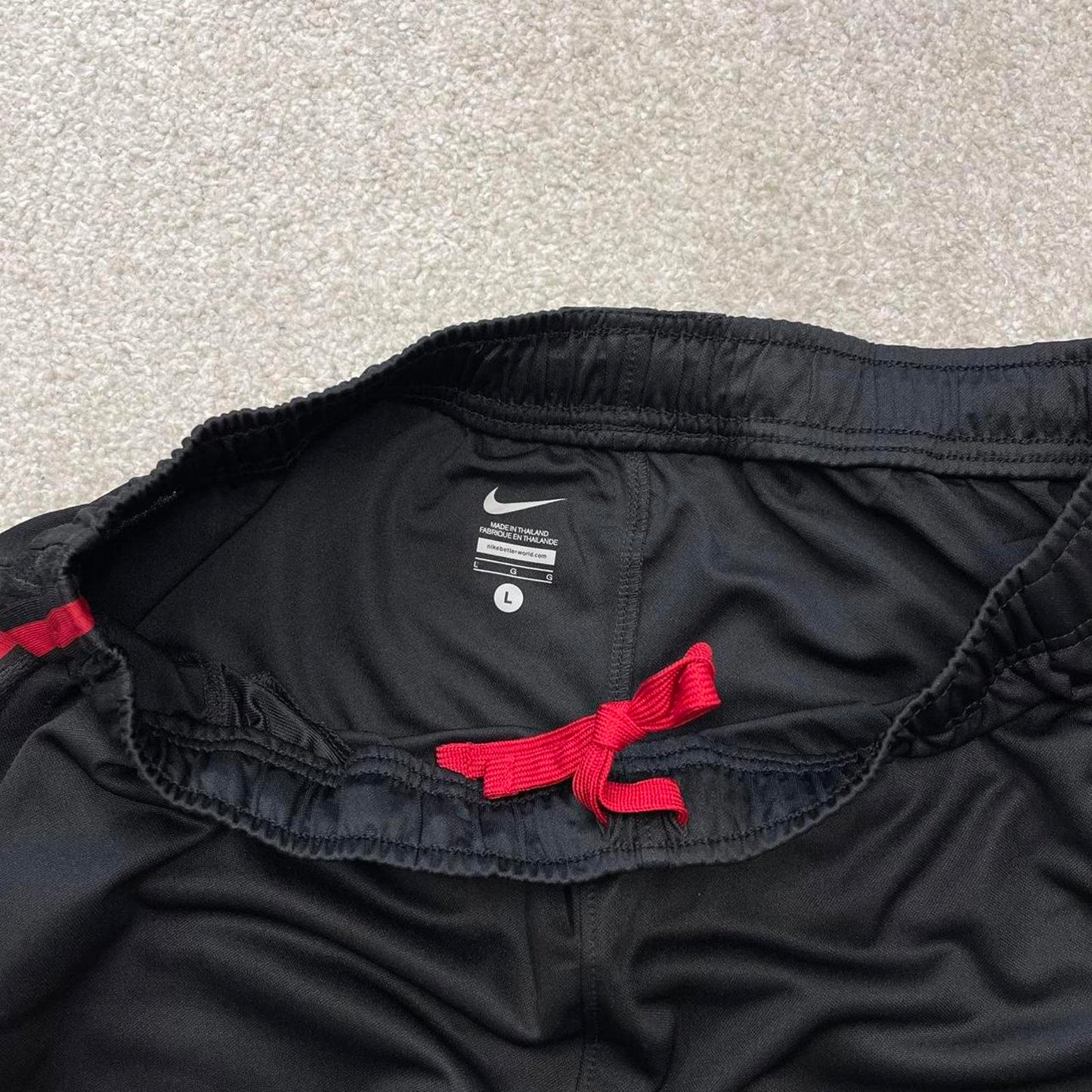 Black baggy Nike trackies Large loose y2k style joggers embroidered Swoosh track pants side stripes