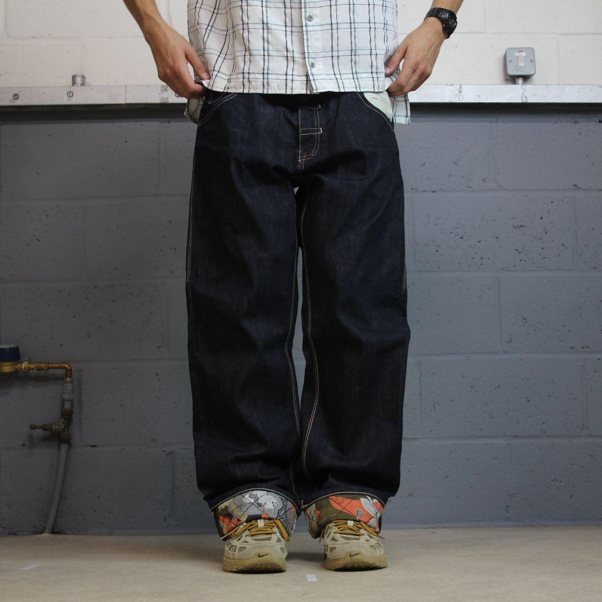 Y2K Artful Dodger Cutter Lads jeans navy straight leg big design hip hop style pants
