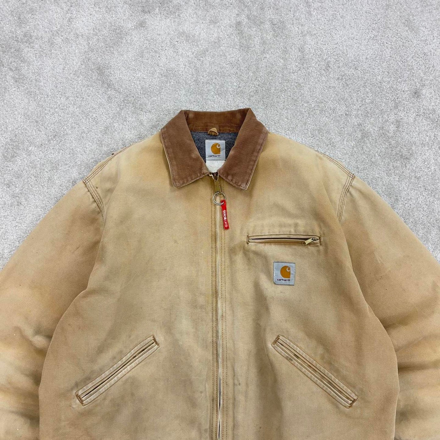 Vintage tan Carhartt Detroit jacket XL blanket lined boxy cropped fit