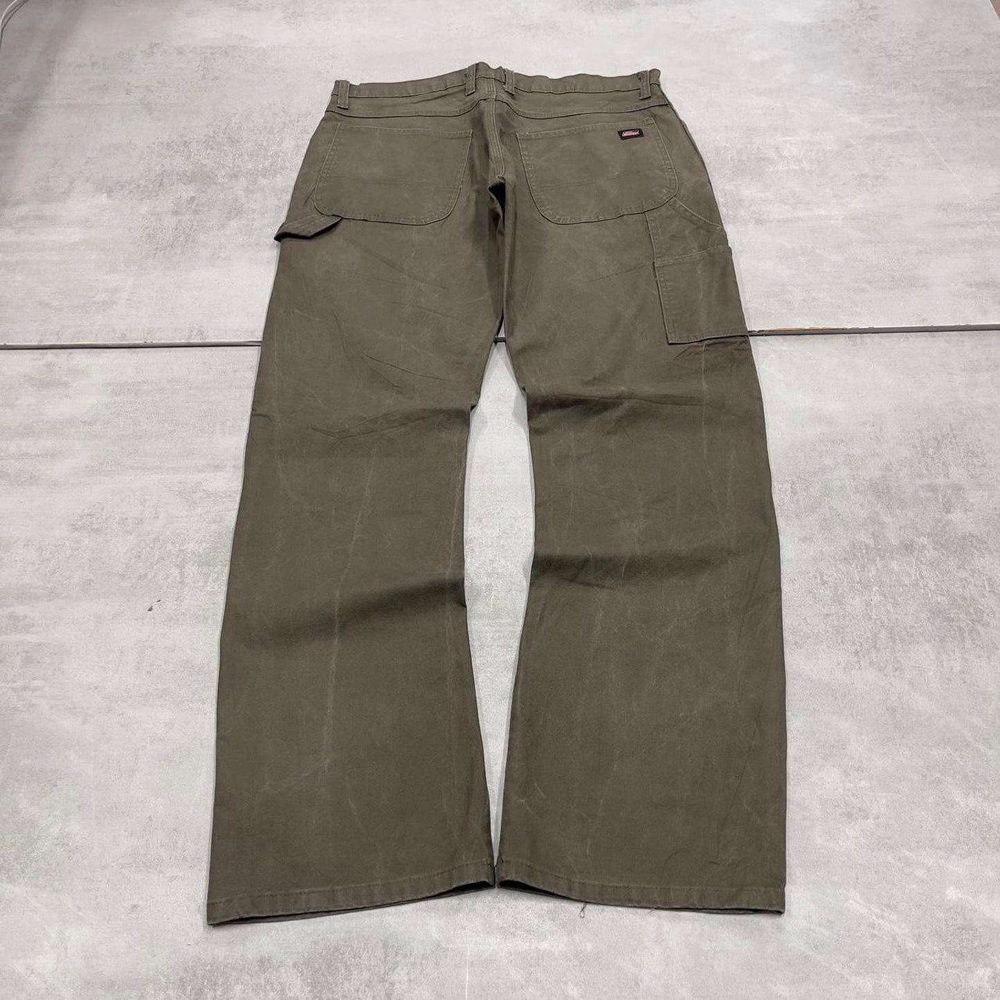 Khaki Green Dickies carpenter jeans W36L34 loose canvas 90s skater style cargo pants