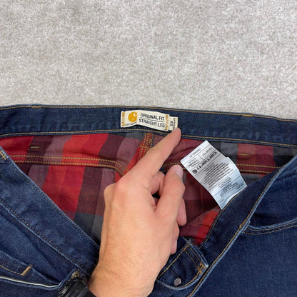 Blue Carhartt capri jeans size 16 W36L23 women's y2k 90s style flannel lined