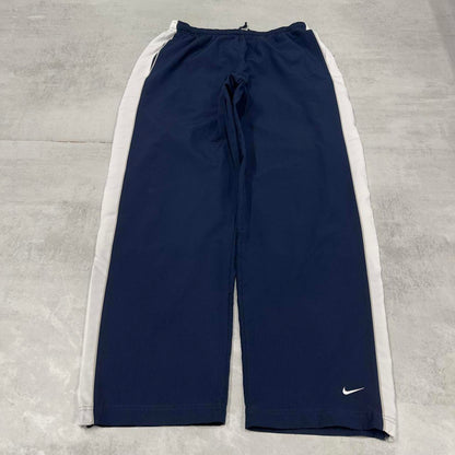 Baggy Nike Trackies XL Navy y2k 00s style loose wide leg joggers embroidered swoosh logo mesh lining