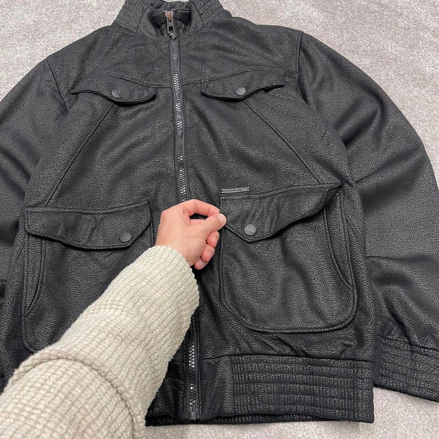 00s Billabong technical bomber jacket L men's y2k style black winter full zip up coat