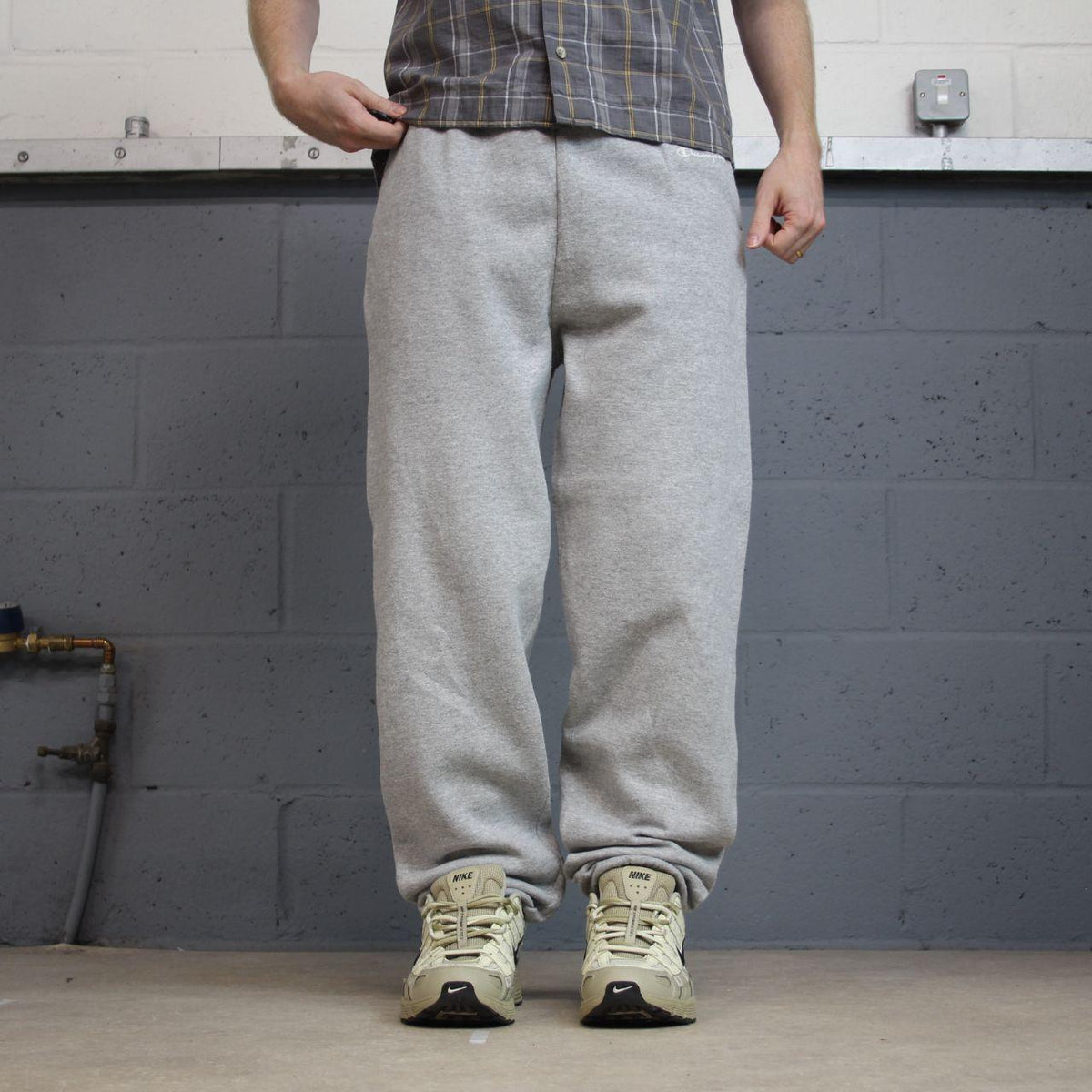 Y2K Champion grey casual sweatpants joggers Loose 2000s style jogging bottoms