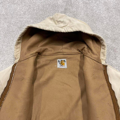 Vintage Carhartt jacket hooded active Medium Men's beige technical canvas 90s style skater bomber
