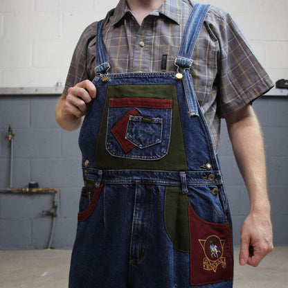 Vintage denim dungarees 00s Kansas jeans overalls blue bib & brace overalls colour block