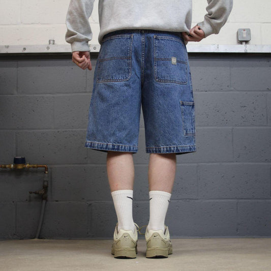 Baggy denim carpenter shorts cargo blue Union Bay skater style surf jorts