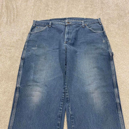 Y2k baggy Dickies carpenter work jeans blue Loose fit wide-leg denim cargo skate pants