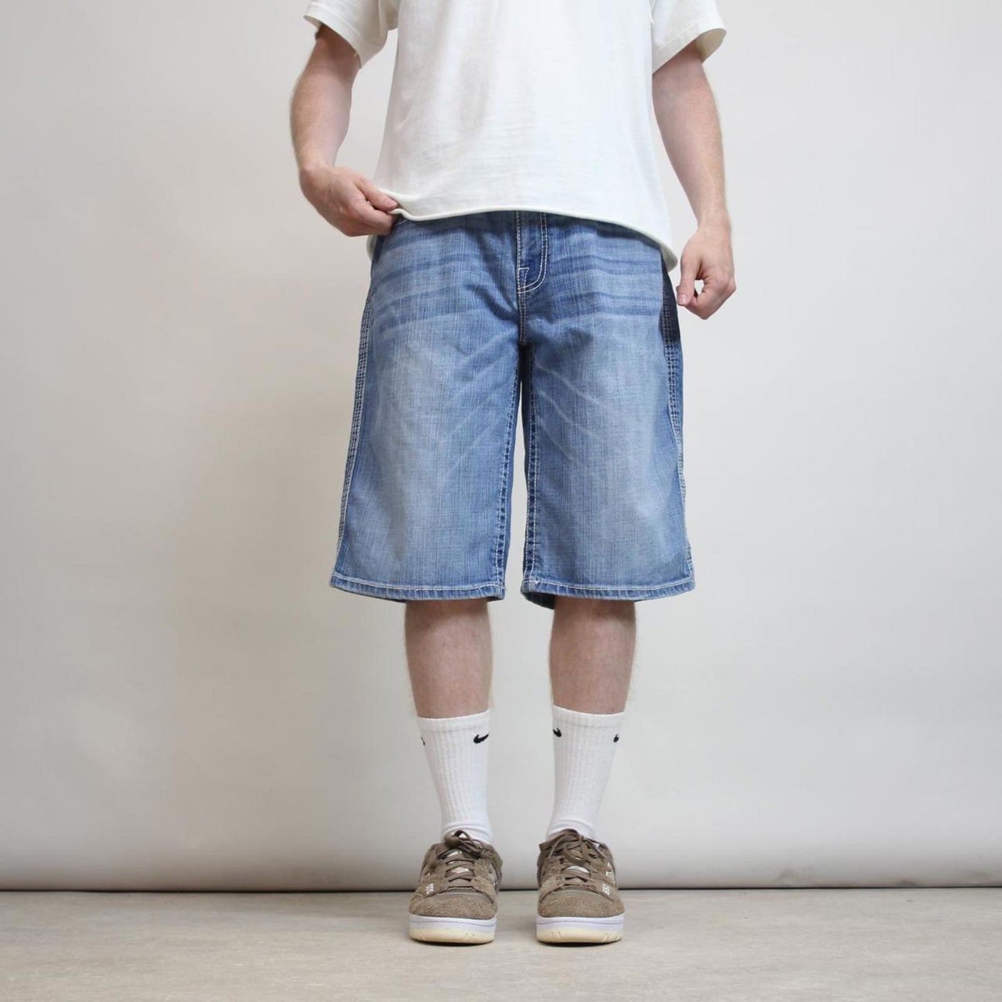 Mens Loose BKE jorts W36 loose denim y2k shorts embroidered design