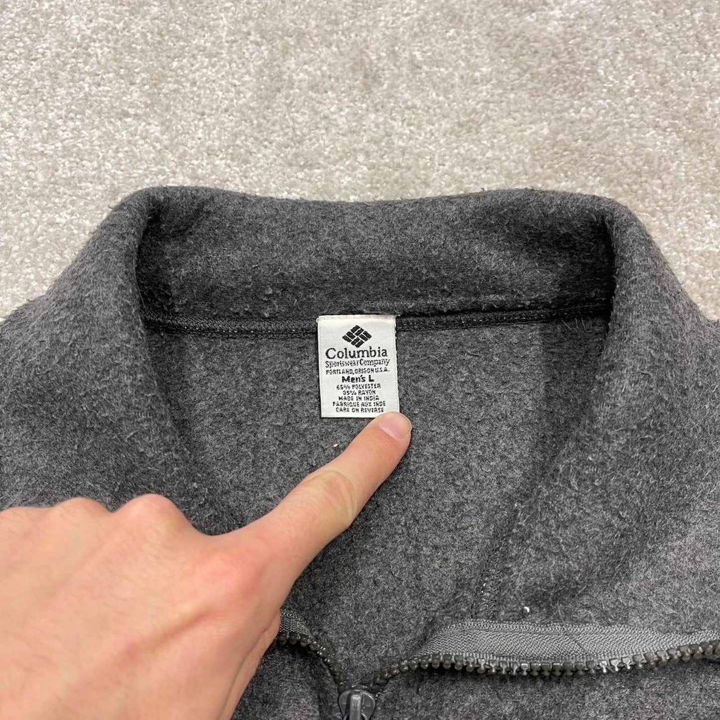 00s Columbia technical fleece L men's grey 1/4 zip up y2k style autumn pull over casual