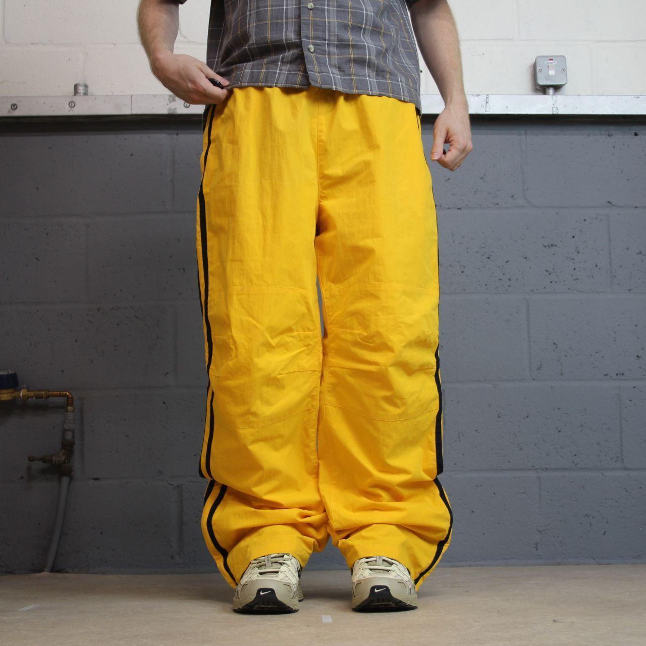 Y2K Nautica loose leg tracksuit bottoms yellow L Mesh lining drawstring and elasticated waist