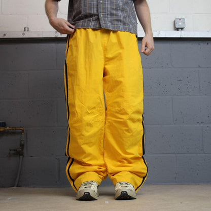 Y2K Nautica loose leg tracksuit bottoms yellow L Mesh lining drawstring and elasticated waist