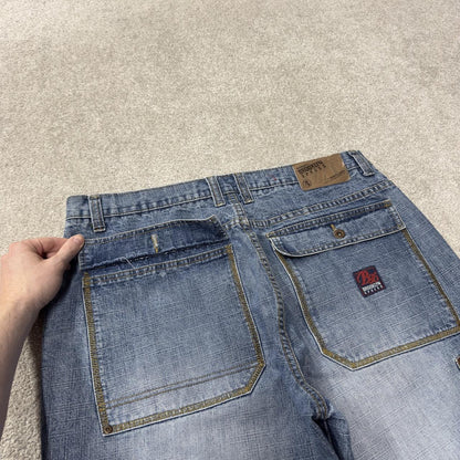 Extra baggy denim carpenter shorts y2k blue Brooklyn Xpress long wide leg summer jorts