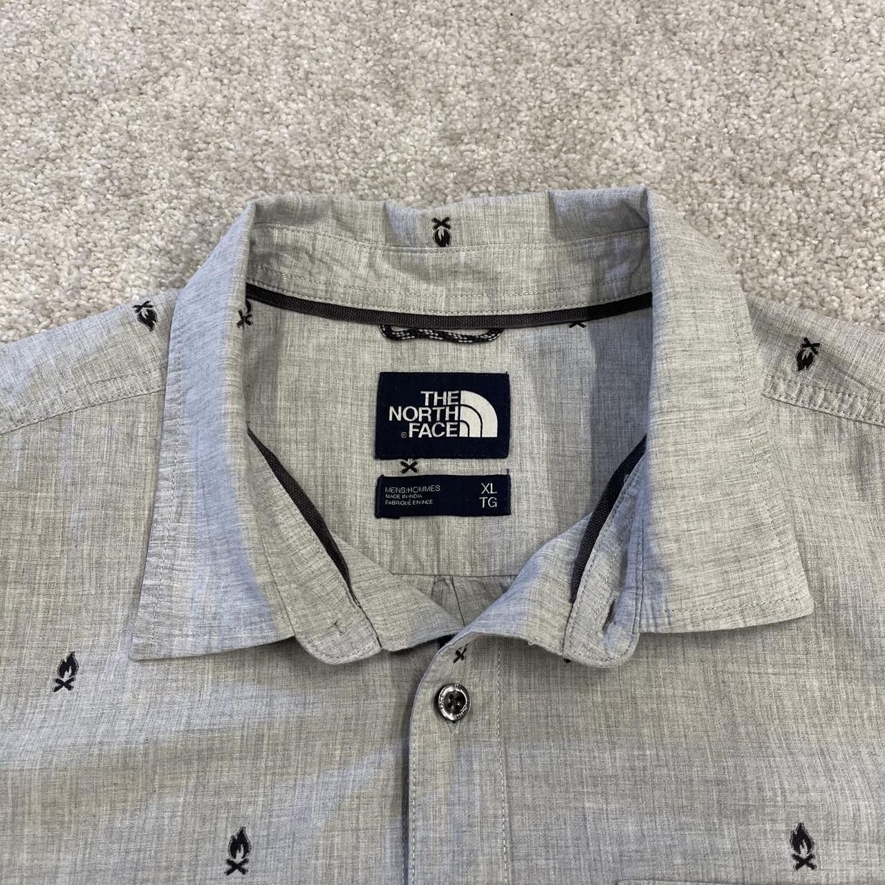 North Face funky pattern short sleeve shirt grey TNF surf style summer festival shirt