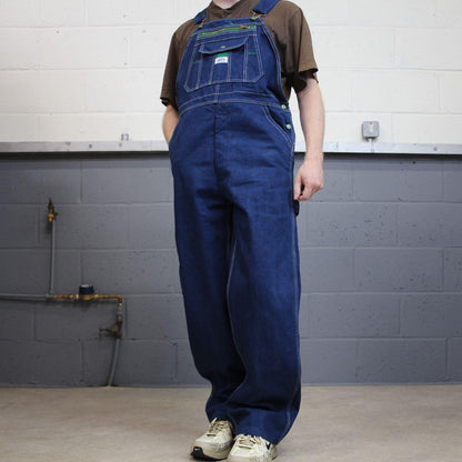 Liberty baggy dungarees denim overalls navy blue Vintage workwear bib & brace utility