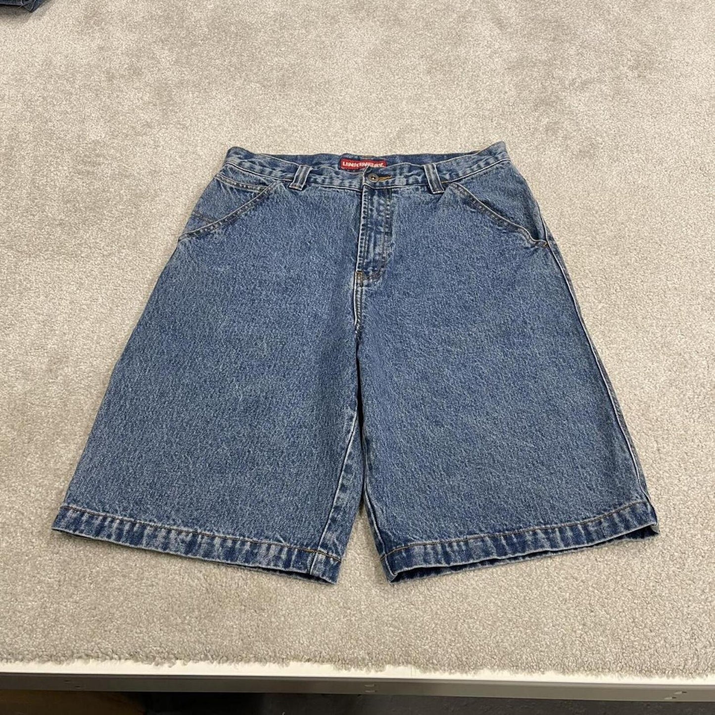 Baggy denim carpenter shorts cargo blue Union Bay skater style surf jorts