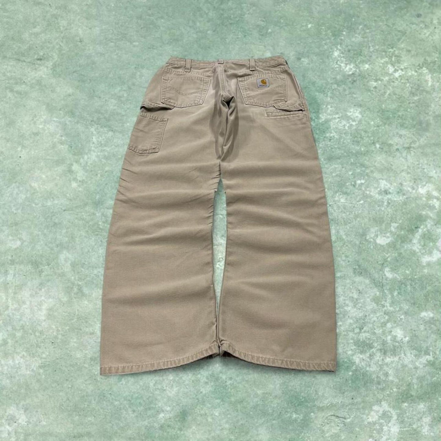 Carhartt carpenter jeans work pants beige Loose straight leg carpenter skate / work pants