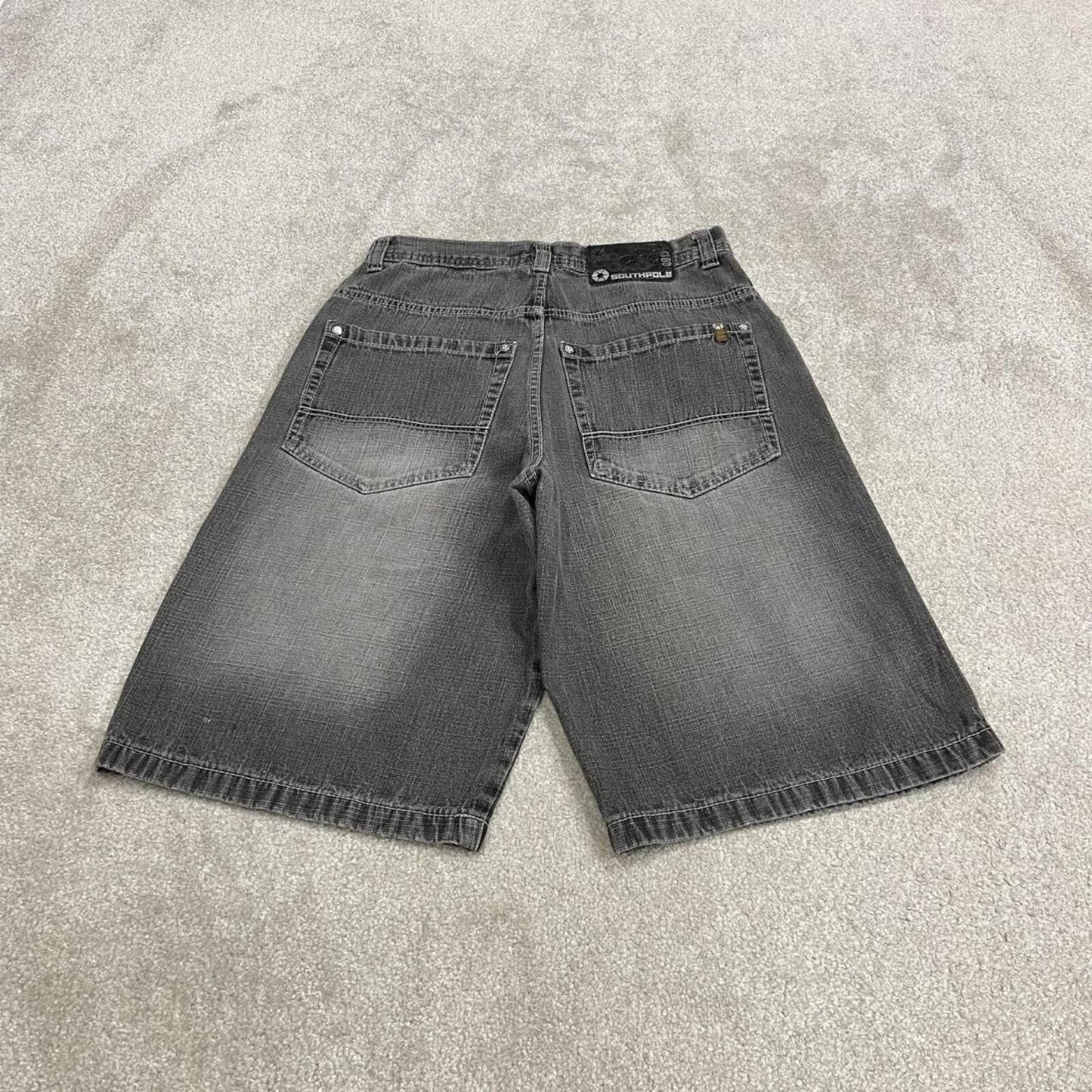 Baggy Southpole denim shorts y2k grey Streetwear long skater style surf jorts