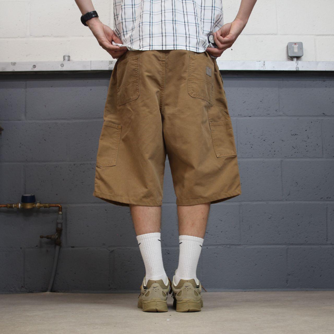 Carhartt carpenter shorts y2k tan Loose skater style canvas cargo work jorts