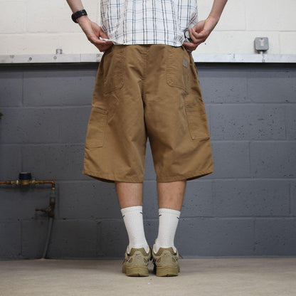 Carhartt carpenter shorts y2k tan Loose skater style canvas cargo work jorts