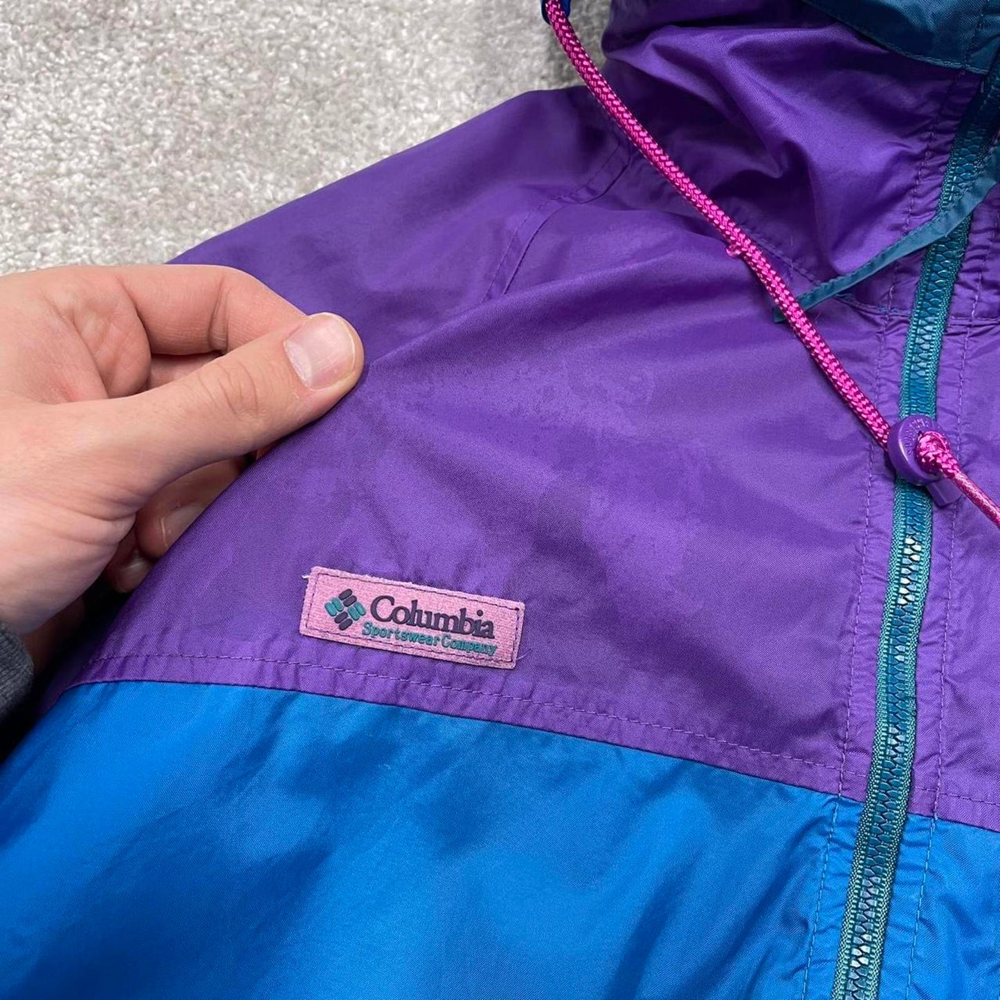 00s Columbia technical windbreaker jacket M women's lightweight y2k style blue purple hooded autumn
