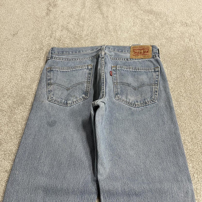 Y2K Levi’s 505 jeans W33L32 washed blue Straight fit 5 pocket pants belt loops red tab logo