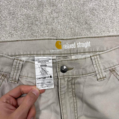 Beige Carhartt Cargo pants W31L32 Loose relaxed canvas utility pocket skate pants