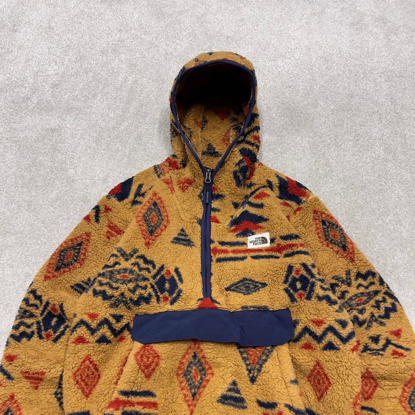 North Face technical aztec fleece S men’s brown pattern deep pile teddy bear zip up TNF Autumn y2k