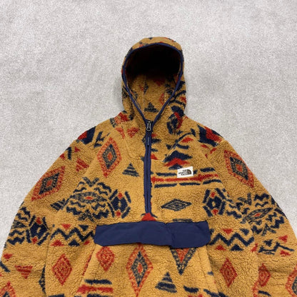 North Face technical aztec fleece S men’s brown pattern deep pile teddy bear zip up TNF Autumn y2k
