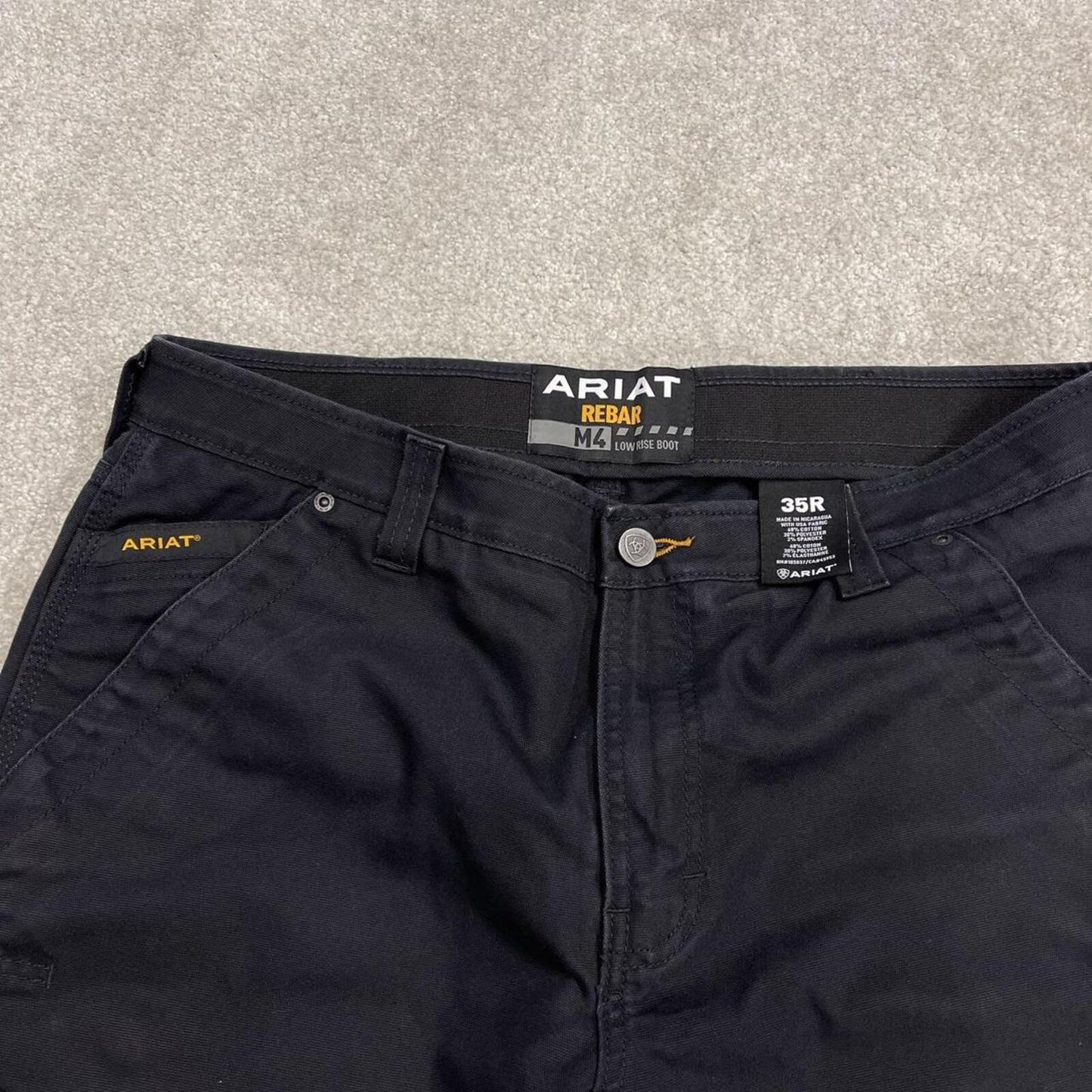 Ariat carpenter shorts loose canvas black Low rise Rebar workwear cargo jorts