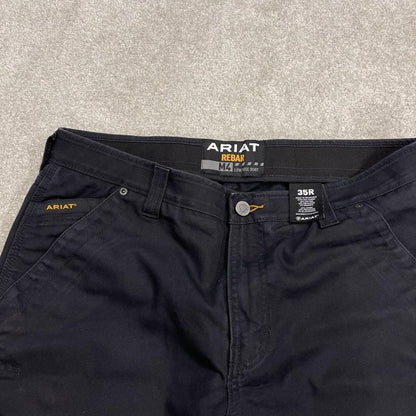 Ariat carpenter shorts loose canvas black Low rise Rebar workwear cargo jorts