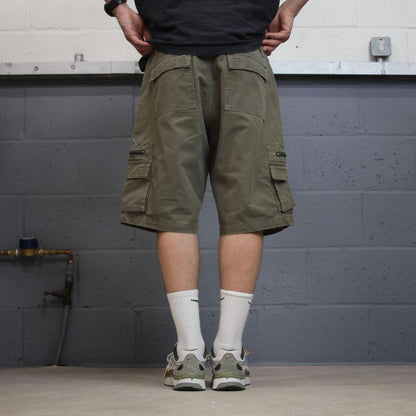 Y2K cargo shorts loose green Loose leg cargo shorts summer festival