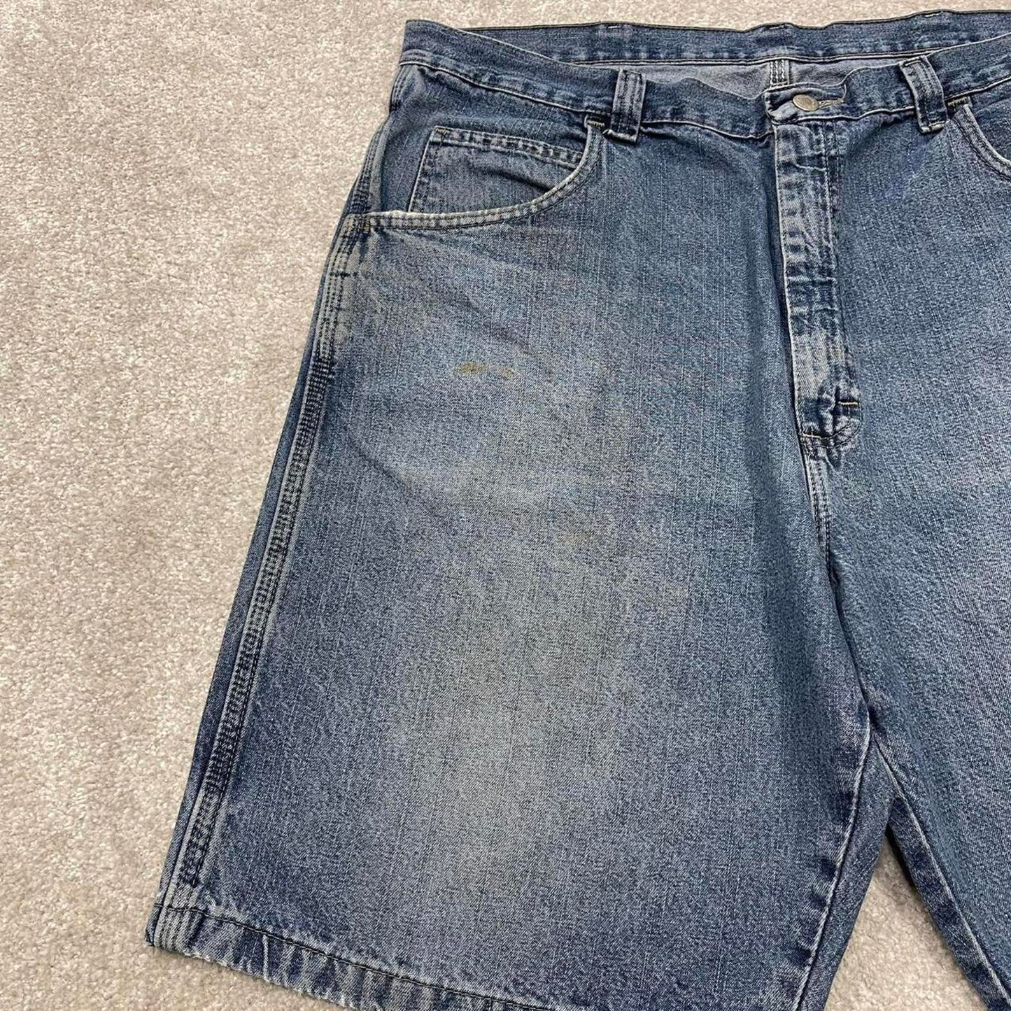 Y2k baggy Wrangler carpenter shorts skater style blue Denim wide leg summer festival jorts