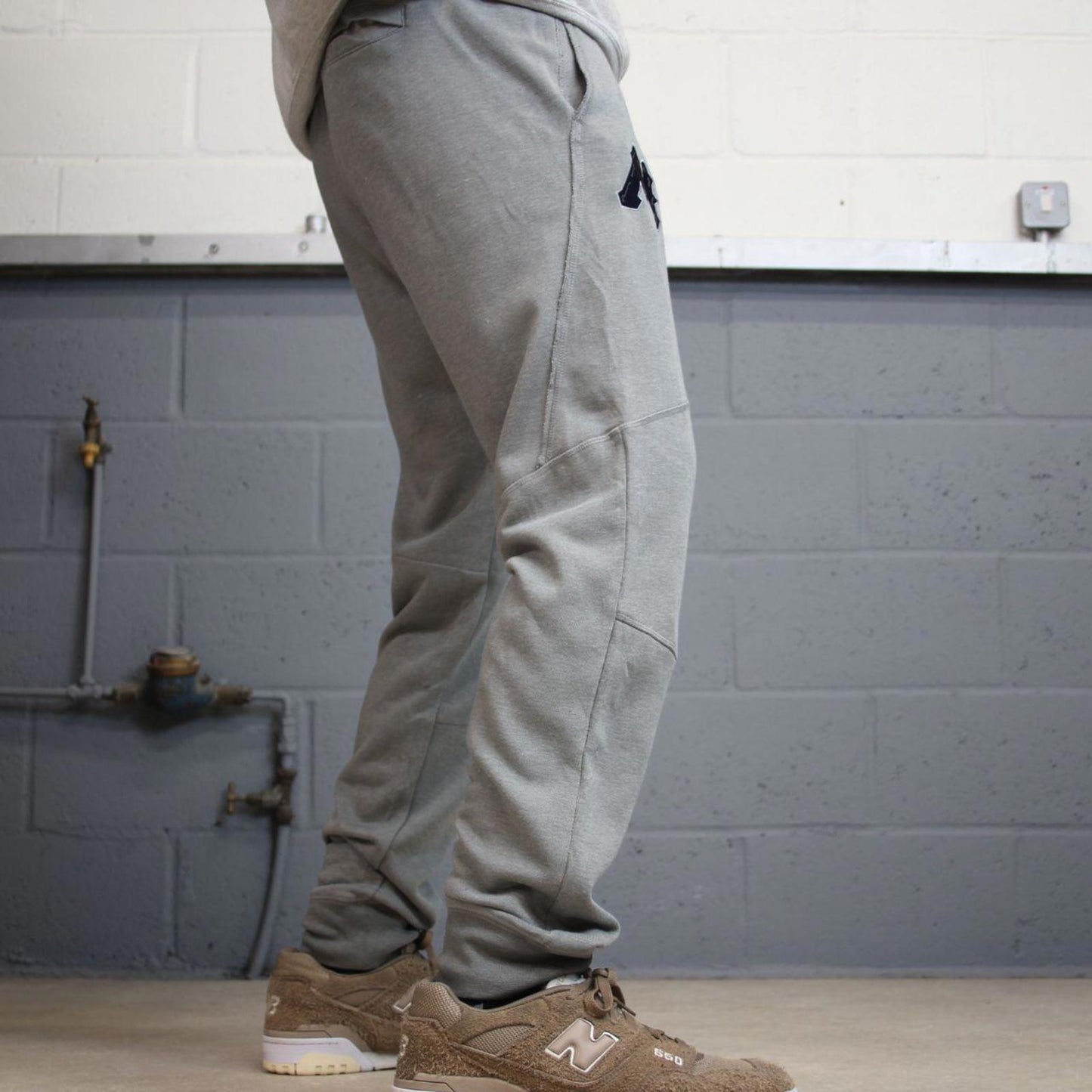 Grey Nike Trackies S y2k sportswear track pants print logo embroidered design