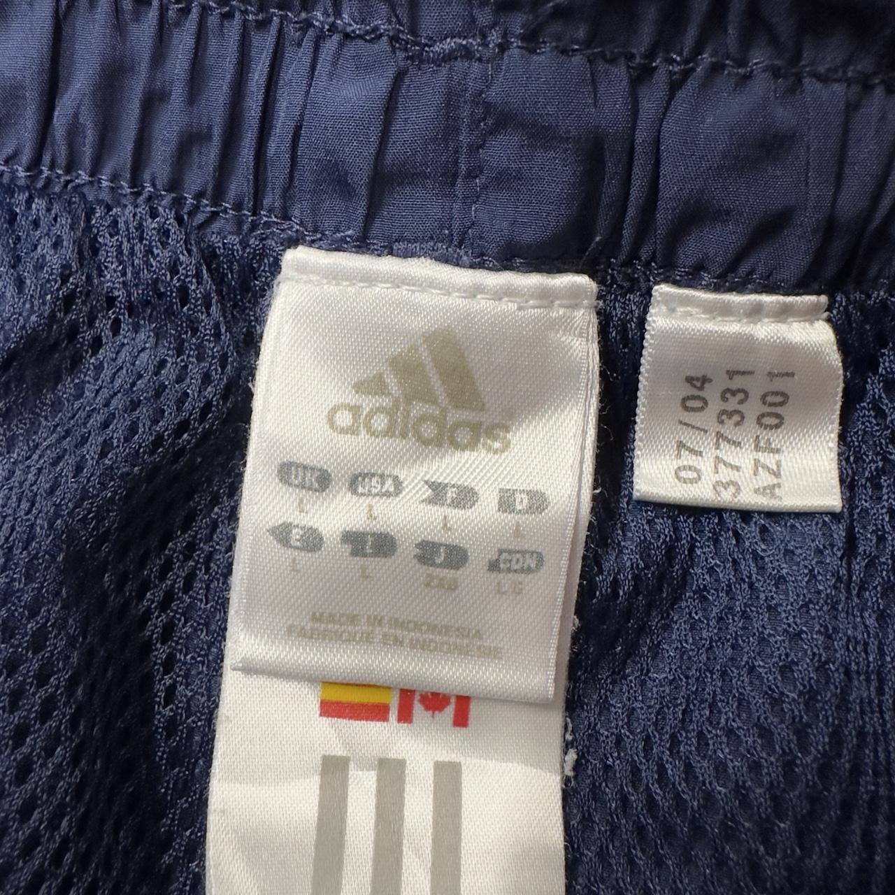 Y2K baggy Adidas tracksuit bottoms navy L Mesh lined side stripes embroidered logo track pants